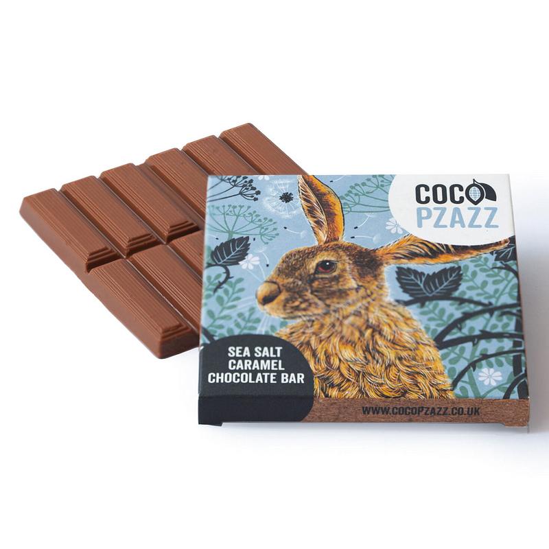 Coco Pzazz Hare Sea Salt and Caramel Milk Chocolate Bar CZSCA80 main