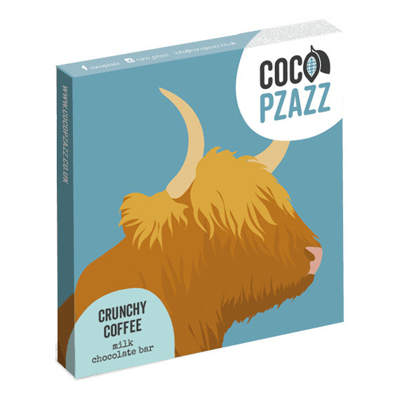 Coco Pzazz Highland Cow Crunchy Coffee Milk Chocolate Bar FMMOC80 main