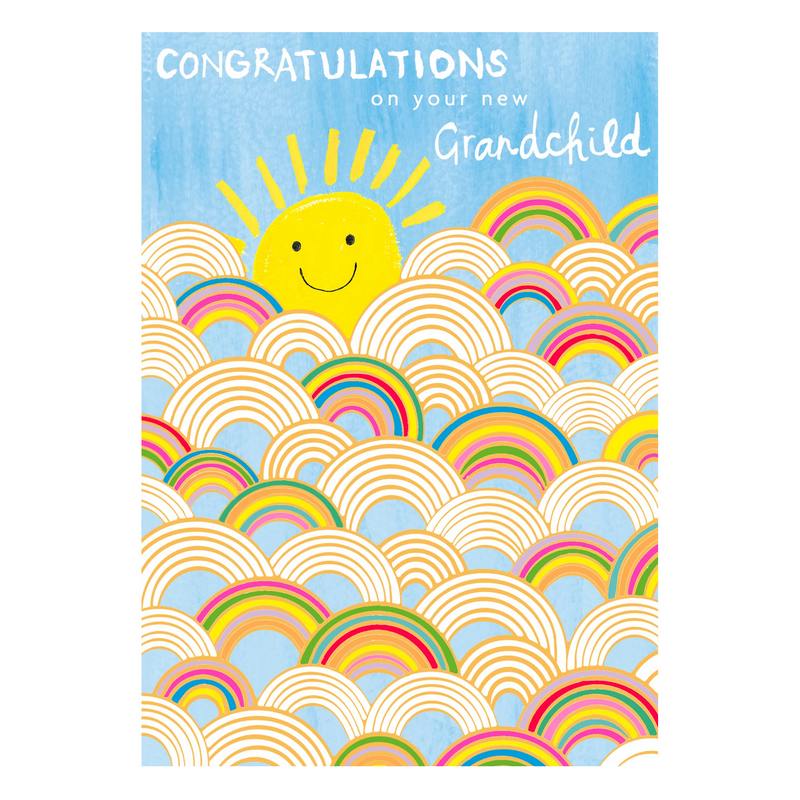 Congratulations On Your New Grandchild Rainbows Foil Card AM2429 front