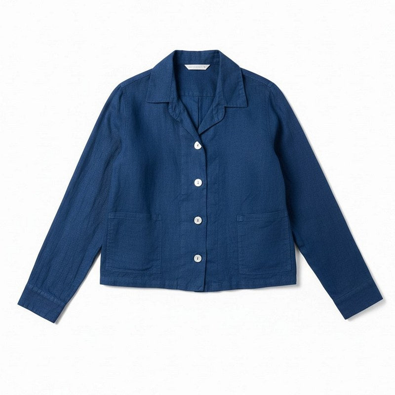 Cut Loose Clothing Cropped Linen Jacket Naval 4408732 flat