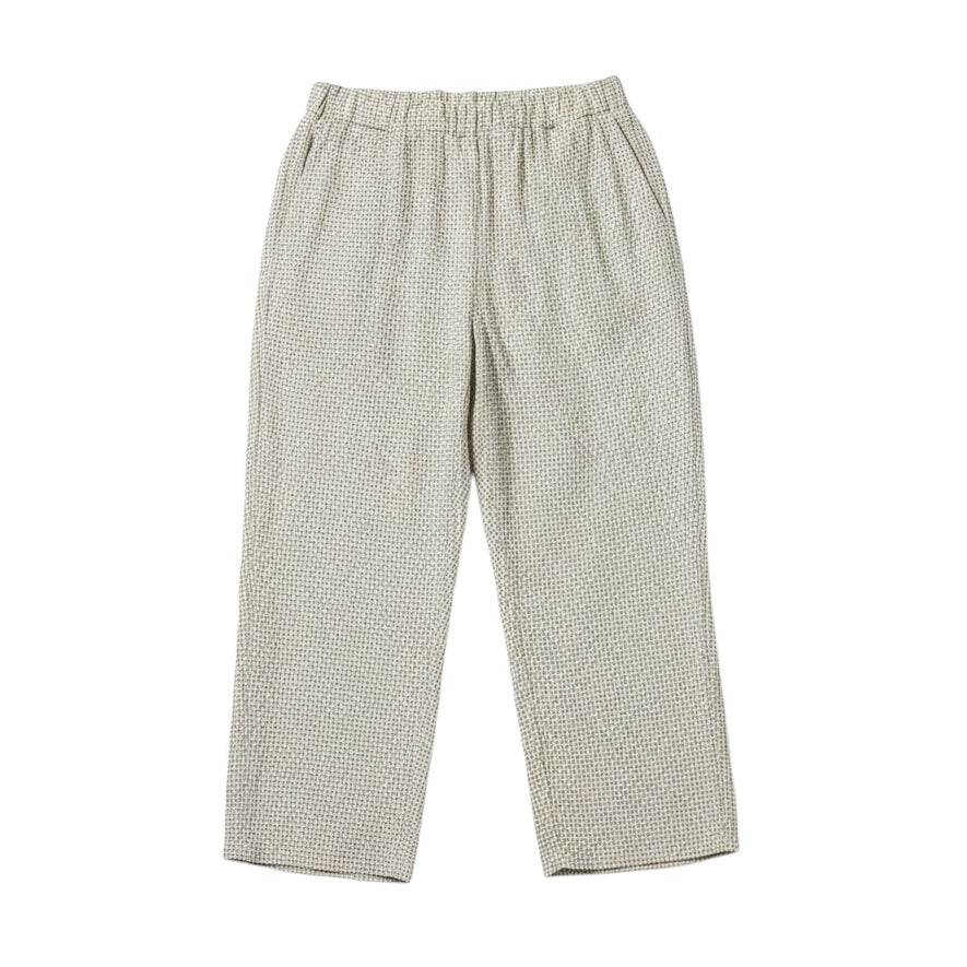 Cut Loose Clothing Easy Crop Crinkle Check Trousers Balsam Green 6122349 flat
