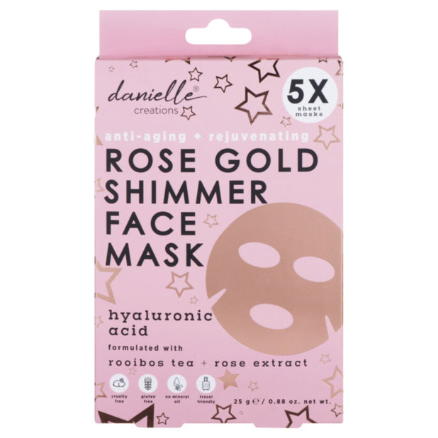 Danielle Creations Rose Gold Shimmer Face Mask Pack of 5 DC8706RGS box front