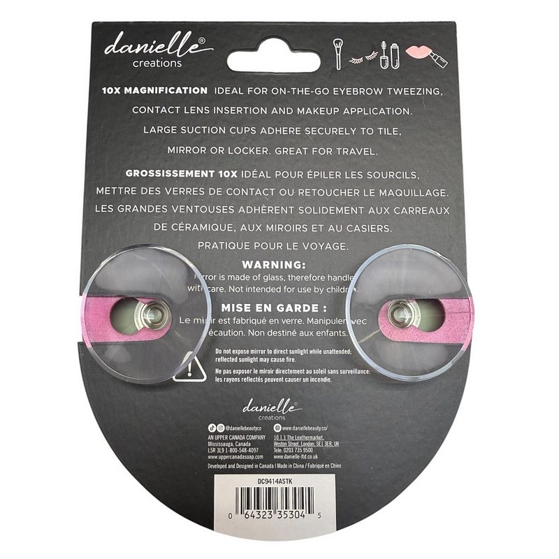 Danielle Creations Suction Mirror 10x Magnification DC9414ASTK packaging rear