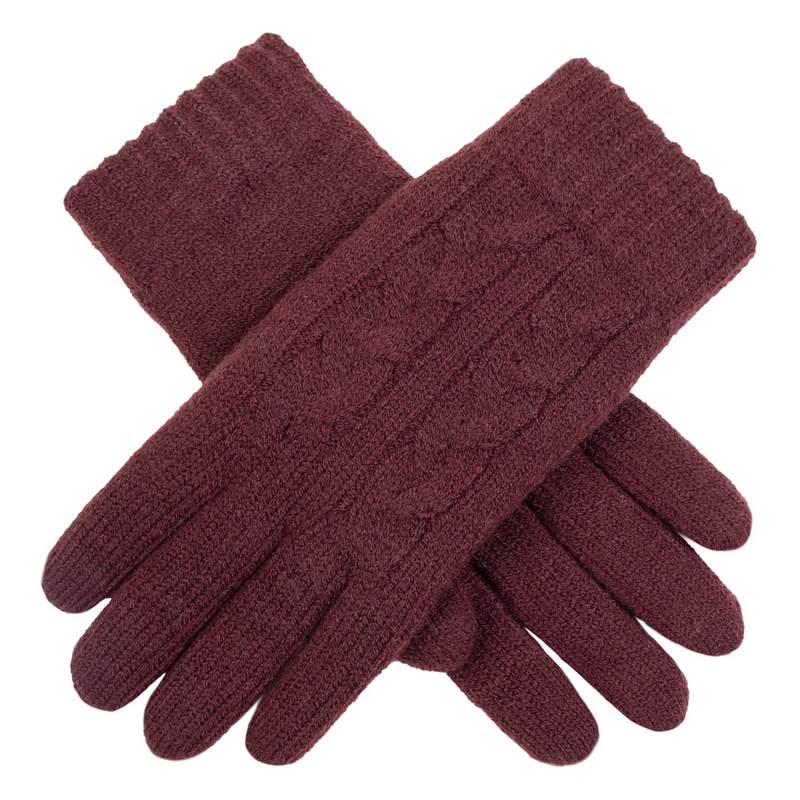Dents Cable Knit Fleece Lining Glove Damson 6-3186 main
