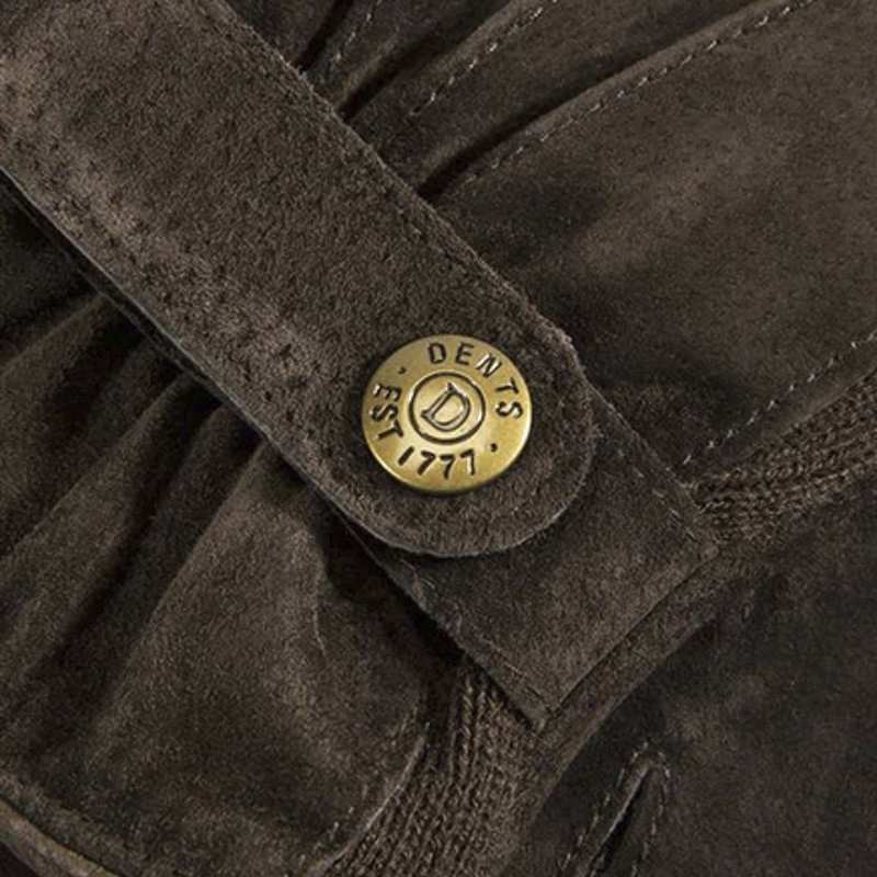 Dents Chester Three-Point Suede Gloves Brown 5-1617 stud detail