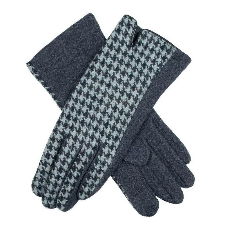 Dents Dogtooth Fabric Back Glove Navy 6-4285-NAVY main
