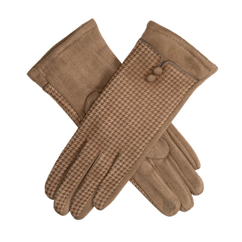 Dents Embroidered Faux Suede Touchscreen Gloves Sand 6-4272 main
