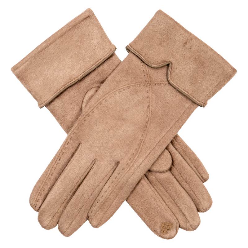 Dents Faux Suede Touchscreen Gloves With Turnback Cuff Camel 6-4242 main