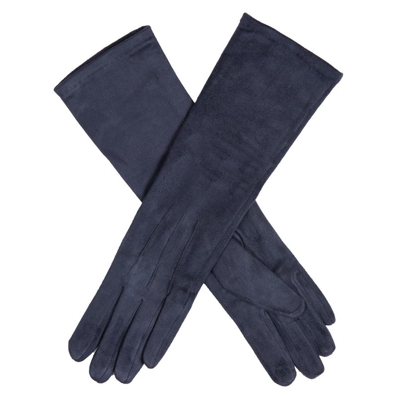 Dents Faux Suede Touchscreen Long Gloves in Navy 6-4269 main
