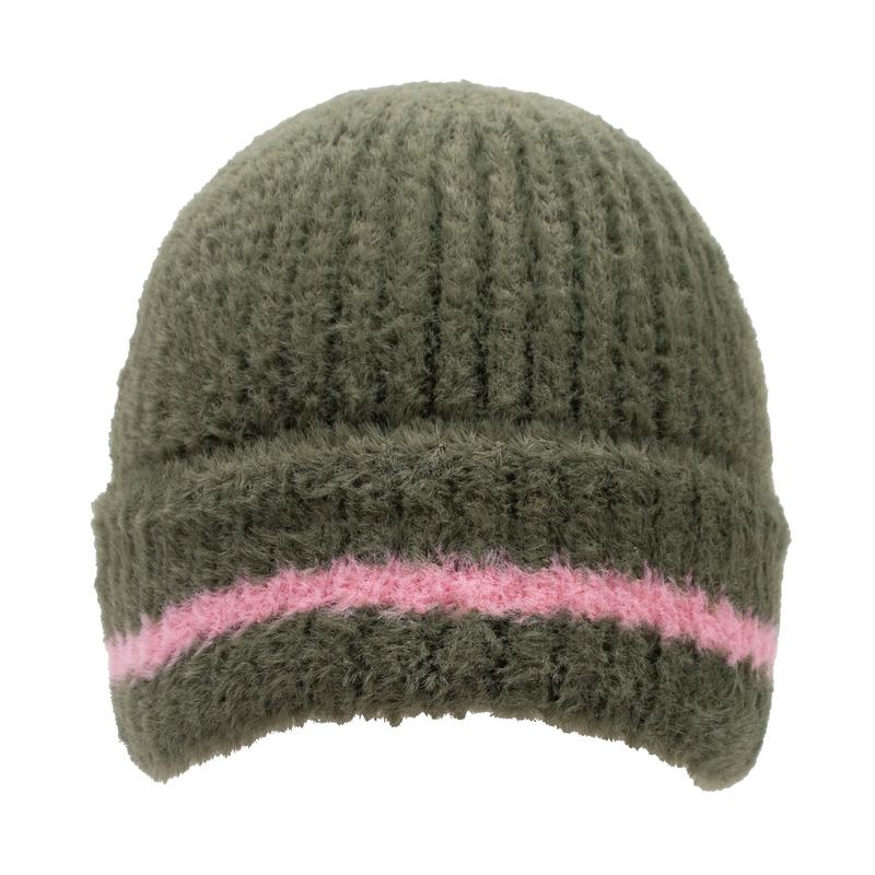 Dents Feather Yarn Knitted Hat Olive Pink 3-3318 main