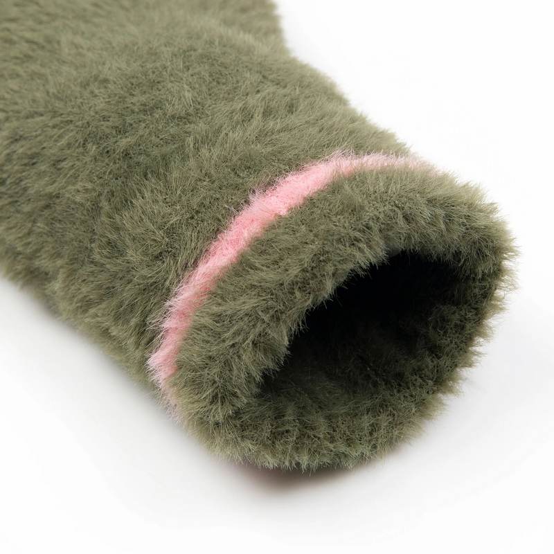 Dents Feather Yarn Knitted Mitten Olive/Pink 6-3294-OLIVE-PINK cuff
