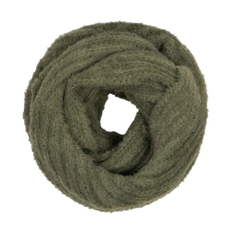 Dents Feather Yarn Knitted Snood Olive 4-2859 main