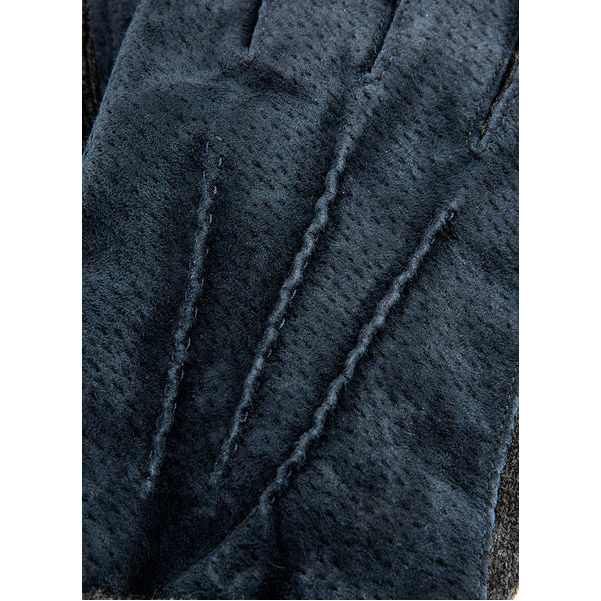Dents Kendal Three-Point Suede Gloves with Knitted Cuffs Navy 5-1629 stitching detail