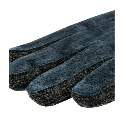 Dents Kendal Three-Point Suede Gloves with Knitted Cuffs Navy 5-1629 finger detail