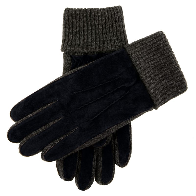 Dents Kendal Three-Point Suede Gloves with Knitted Cuffs Navy 5-1629 main