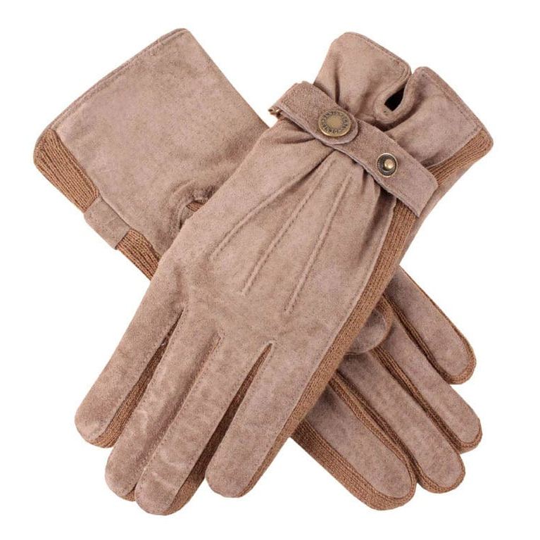 Dents Laura Three-Point Suede Gloves Oatmeal 7-1171