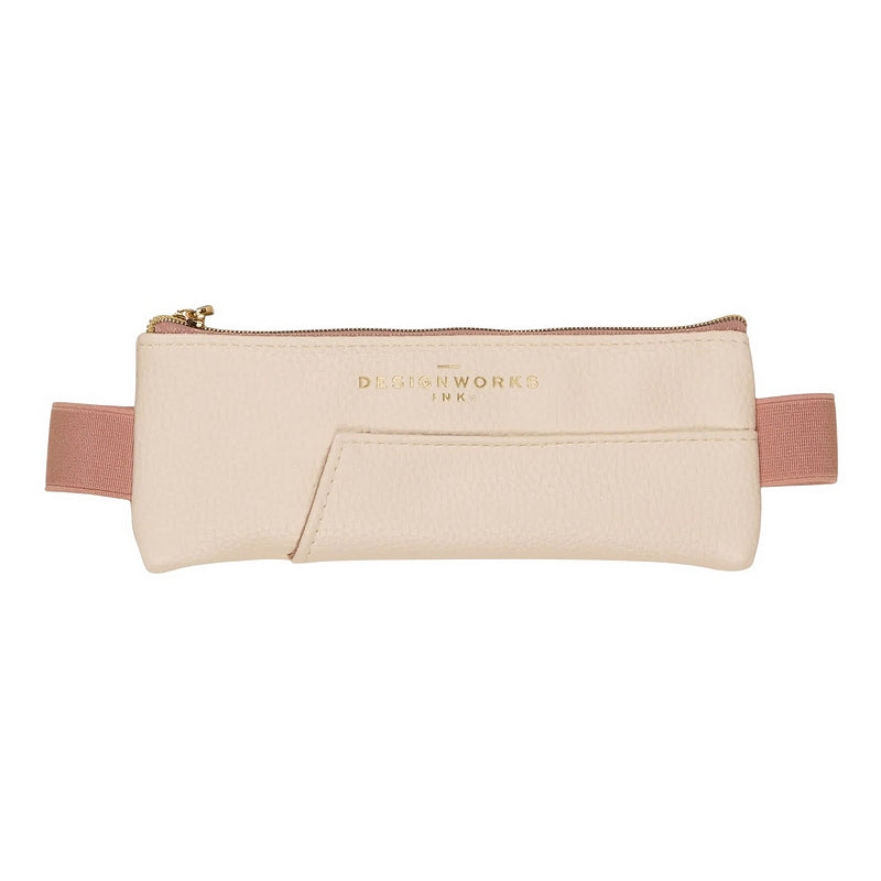 Design Works Vegan Leather Pen Pouch Cream & Taupe front