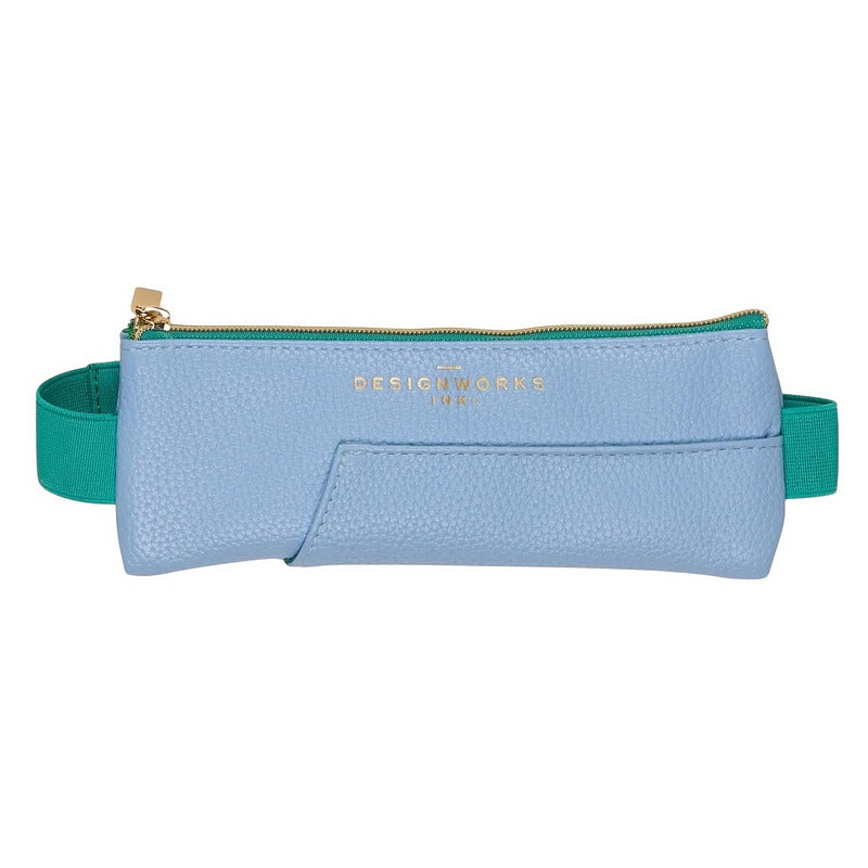 Design Works Vegan Leather Pen Pouch Light Blue & Green main