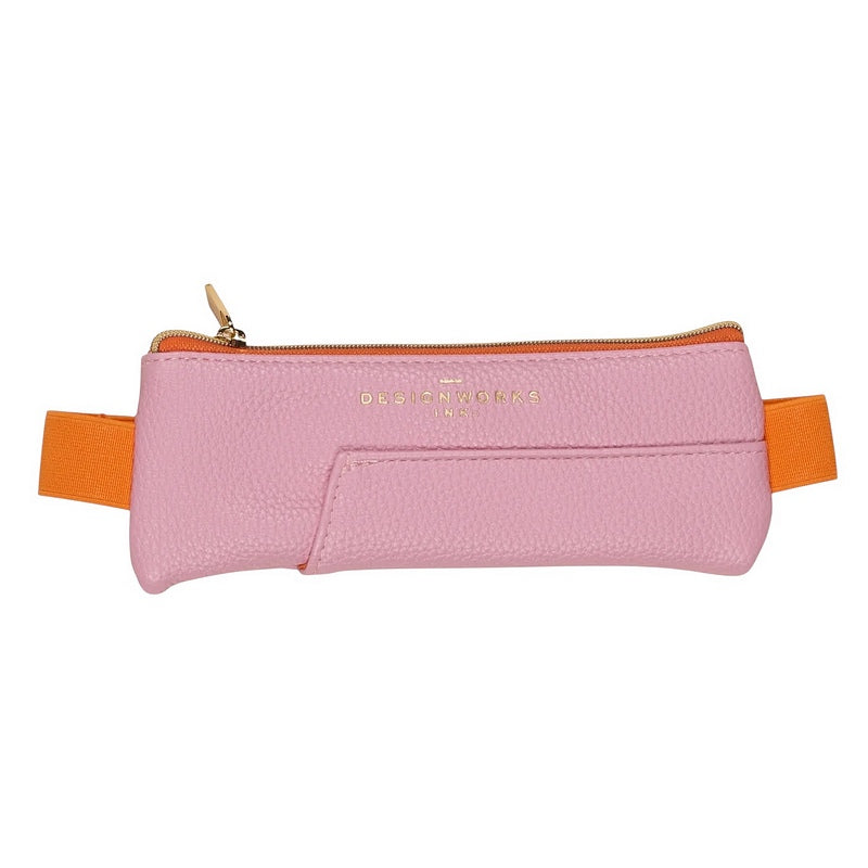 Design Works Vegan Leather Pen Pouch Pink & Orange front