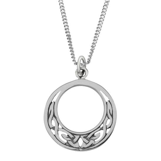 Donalda Silver Celtic Knotwork Round Pendant Necklace front