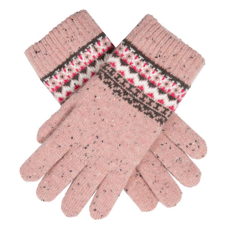 Donegal Speckled Yarn Fair Isle Gloves Rose Pink 6-3272 main