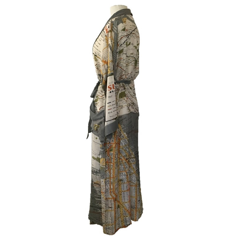 One Hundred Stars Dressing Gown with New York City Grey GWNMAPNYC side