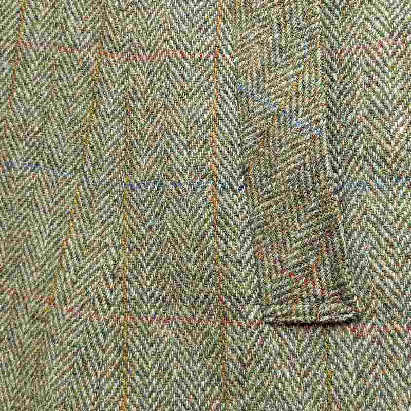 Eliz Scott Harris Tweed Long Coat Green 101 pocket