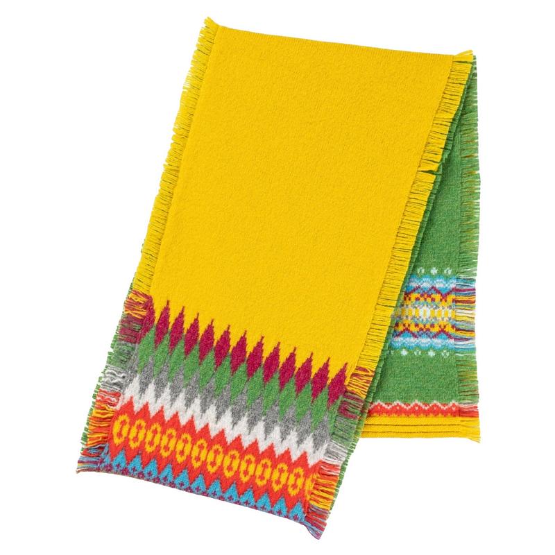 Eribe Knitwear Alloa Fairisle Scarf in Green Lilli S4203 main