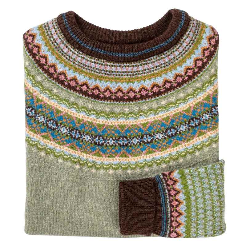 Eribe Knitwear Alpine Fairisle Merino Sweater in Willow folded