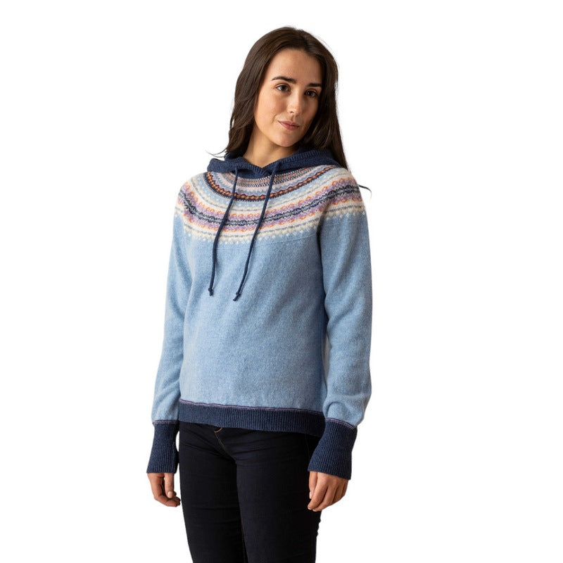Eribe Knitwear Alpine Hoody Sweater Iris P4255 on model front
