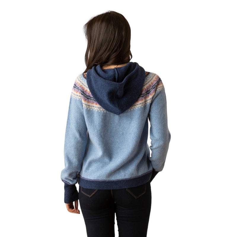 Eribe Knitwear Alpine Hoody Sweater Iris P4255 on model back