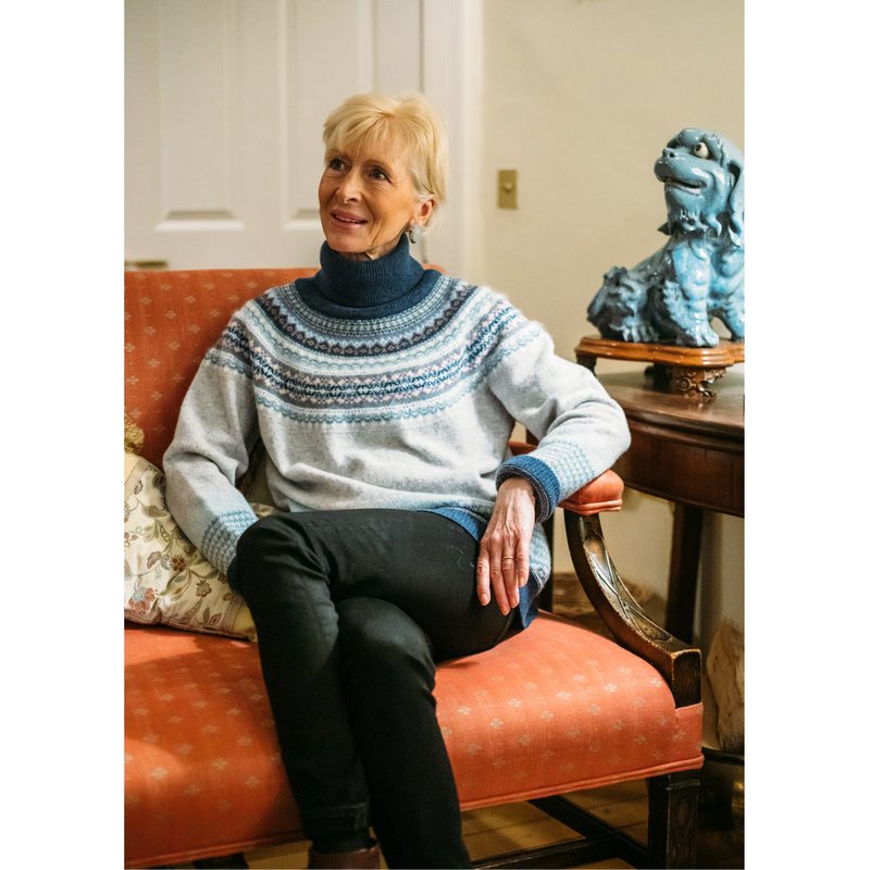 Eribe Knitwear Alpine Roll Collar Sweater Arctic on model 2 lifestyle