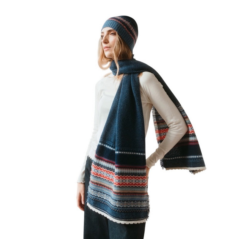 Eribe Knitwear Alpine Scarf S3972 Blue Morning on model main
