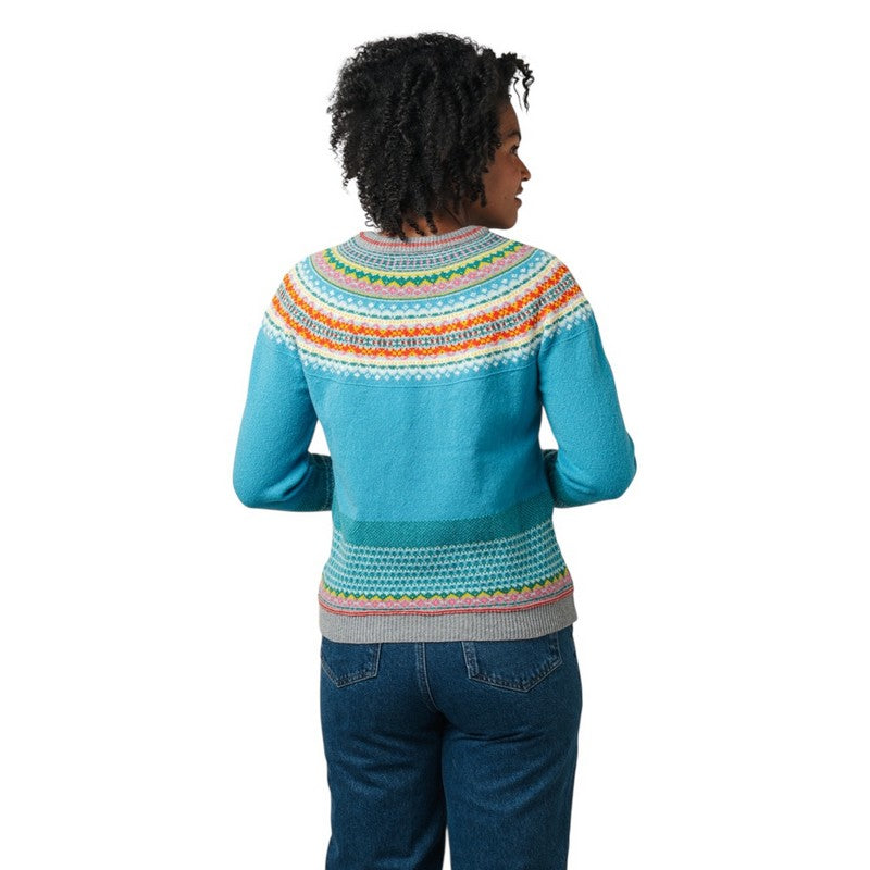 Eribe Knitwear Alpine Short Cardigan Aqua on model rear