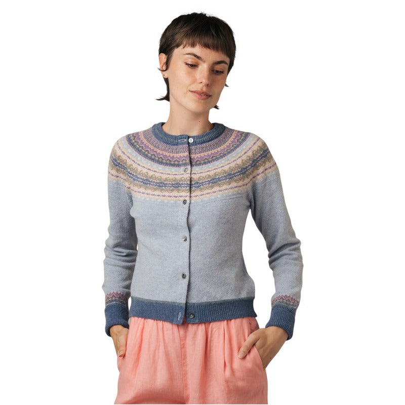Eribe Knitwear Alpine Short Cardigan Dove on model front