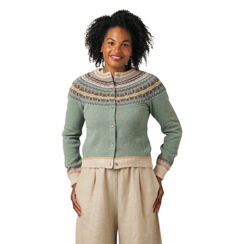 Eribe Knitwear Alpine Short Cardigan Sage on model main