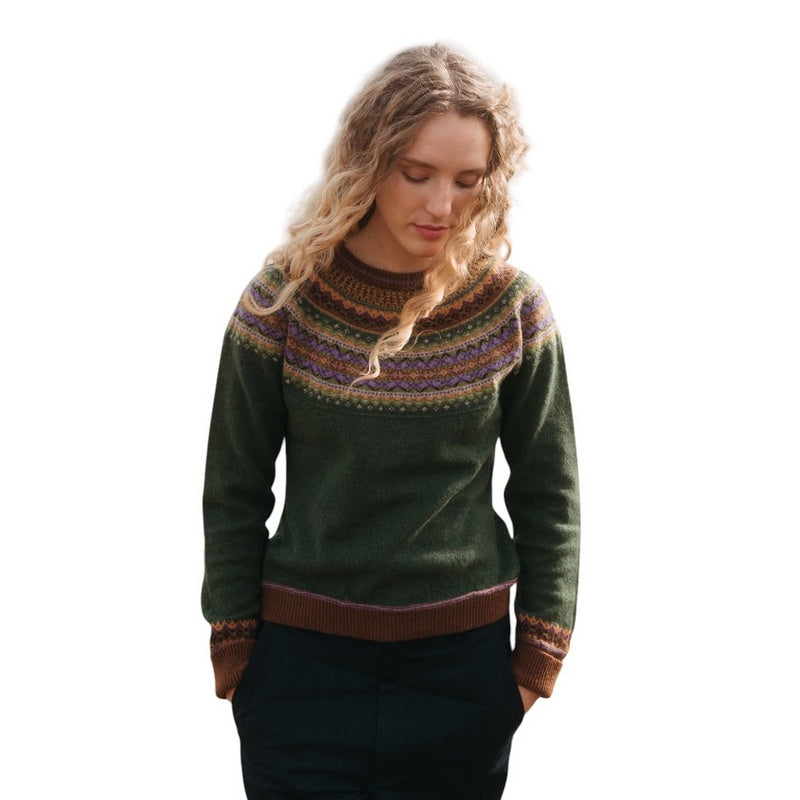 Eribe Knitwear Alpine Short Sweater Thistle on model front