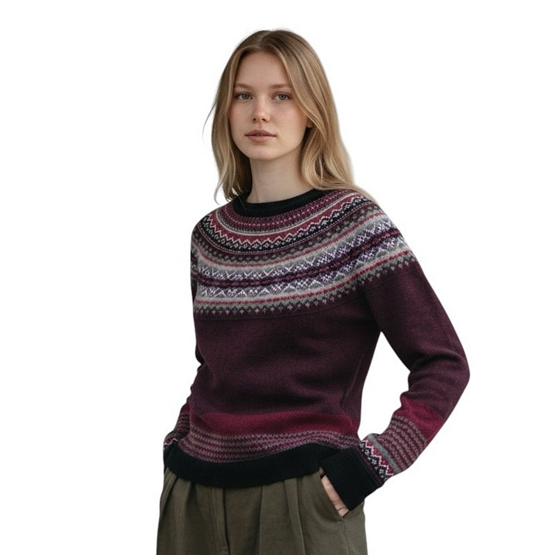 Eribe Knitwear Alpine Sweater Tyrian on model main