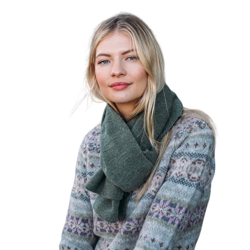 Eribe Knitwear Corry Merino Scarf in Landscape on model