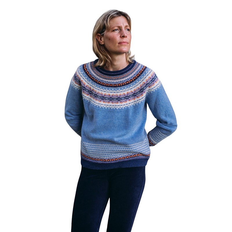 Eribe Knitwear Eribe Alpine Sweater in Iris on model