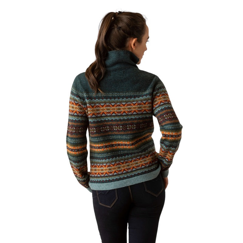 Eribe Knitwear Kinross High Neck Sweater in Prelude P4297 on model back
