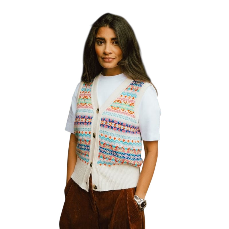 Eribe Knitwear Kinross Waistcoat Mural on model main