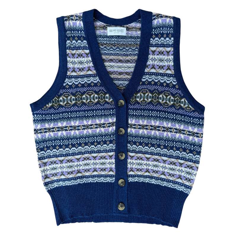 Eribe Knitwear Kinross Waistcoat Sapphire front