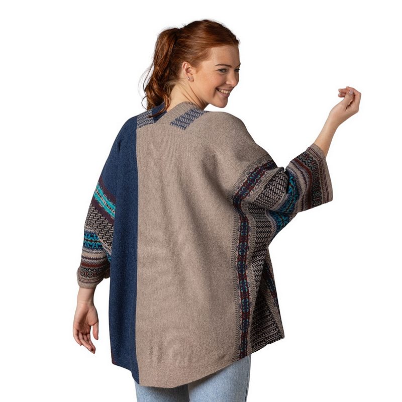 Eribe Knitwear Montrose Blanket Coat C4141 Oban Sky on model rear a