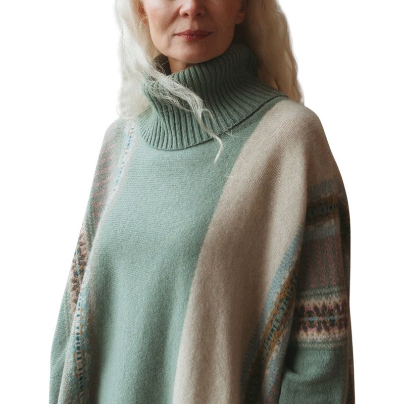 Eribe Knitwear Montrose Cowl Sweater Sage on model close-up