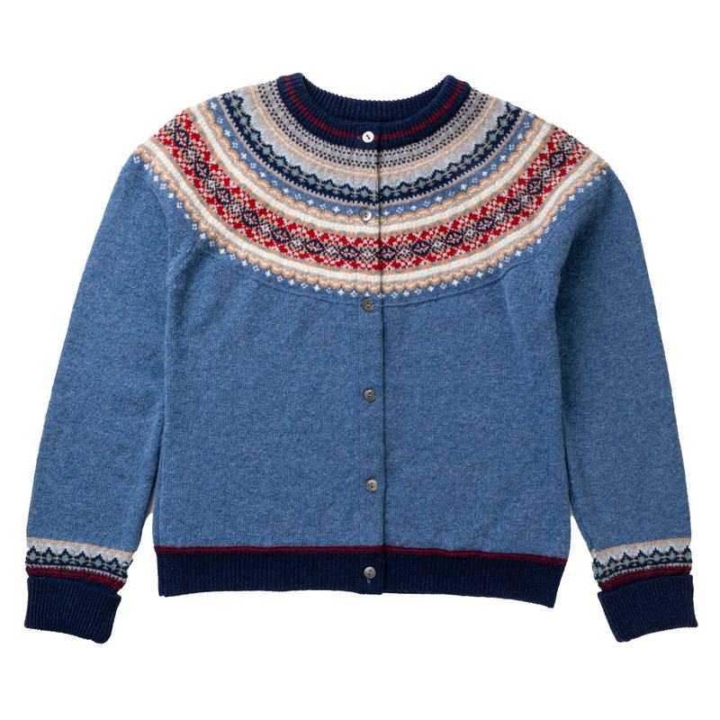 Eribe Knitwear Alpine Short Cardigan Blue Morning flat