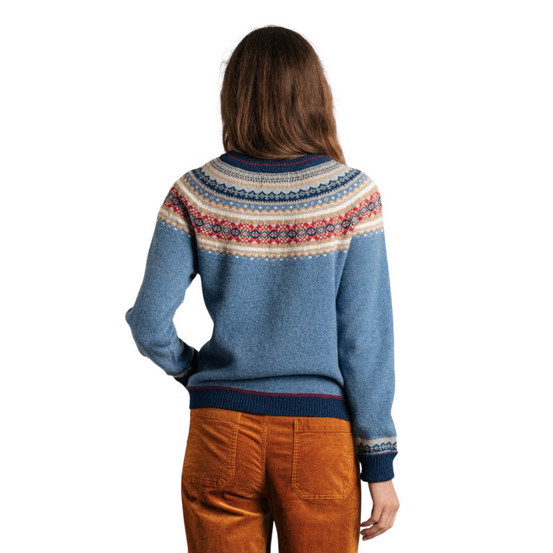 Eribe Knitwear Alpine Short Sweater Blue Morning on model rear