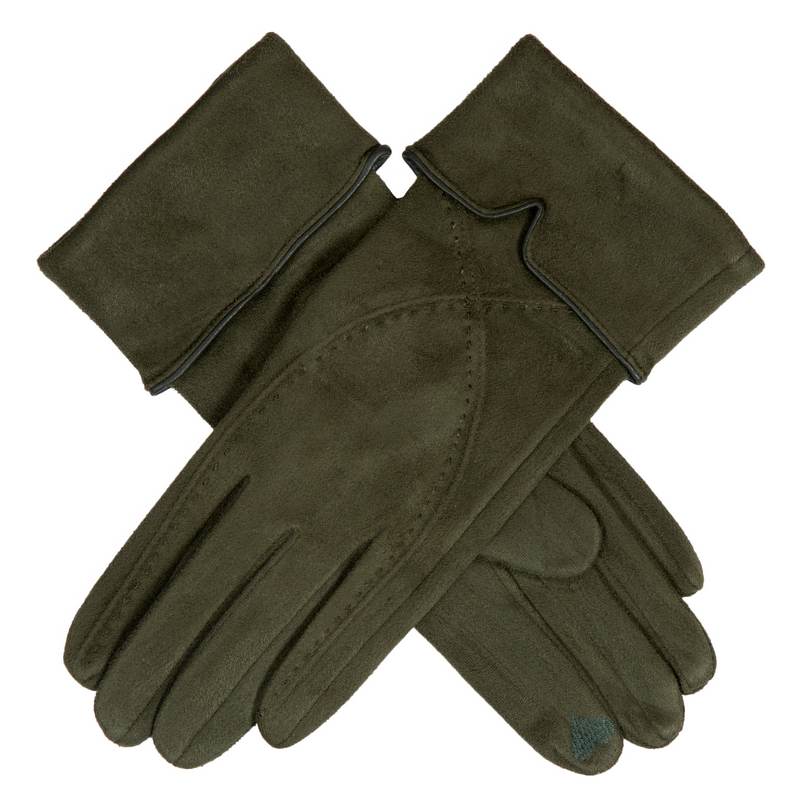 Faux Suede Touchscreen Gloves With Turnback Cuff Olive 6-4242 main