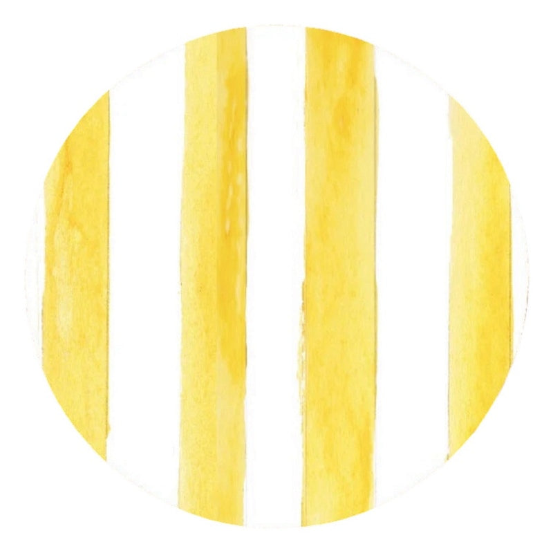 Floh Lemon Yellow Striped Round Melamine Coaster RC01FH front