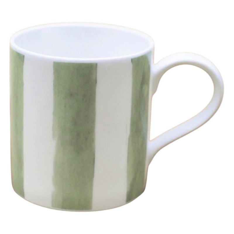 Floh Olive Green Striped Bone China Mug FM52FH front
